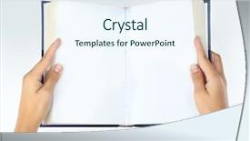  Presentation with book - Slide deck enhanced with spase - book in hands isolated background and a sky blue colored foreground