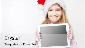  Presentation with christmas girl - Colorful PPT theme enhanced with spase - child in christmas hat backdrop and a white colored foreground