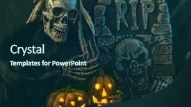  Presentation with skull - Slide set featuring spase - skull monster and pumpkins halloween background and a navy blue colored foreground