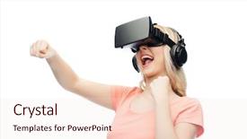  Presentation with virtual reality rehabilitation - Slides with spatial perception - 3d technology virtual reality entertainment background and a lemonade colored foreground