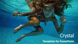  Presentation with beautiful young woman getting face - Theme consisting of spatial perception - attractive young woman floating background and a ocean colored foreground