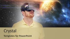  Presentation with augmented reality - Cool new PPT layouts with spatial perception - technology augmented reality and people backdrop and a soft green colored foreground