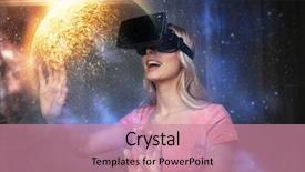  Presentation with augmented reality - Presentation theme with spatial perception - technology augmented reality and people background and a coral colored foreground