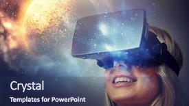  Presentation with augmented reality - Presentation design featuring spatial perception - technology augmented reality and people background and a ocean colored foreground