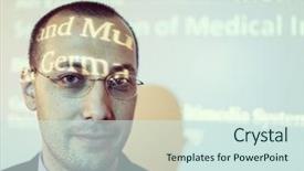  Presentation with made in america - Cool new PPT theme with speach - presentation made by young businessman backdrop and a sky blue colored foreground