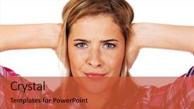  Presentation with hear - Amazing slide deck having speak easy - young woman covering her ears backdrop and a red colored foreground