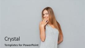  Presentation with mouth - Slide deck having speak truth - portrait of a happy young background and a  colored foreground