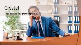  Presentation with courtroom - Presentation featuring speak truth - young handsome judge sitting background and a lemonade colored foreground