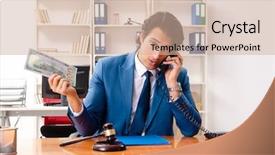  Presentation with courtroom - Beautiful slide set featuring speak truth - young handsome judge sitting backdrop and a soft green colored foreground
