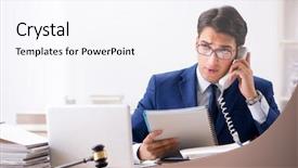  Presentation with court - Audience pleasing presentation theme consisting of speak truth - young handsome judge working backdrop and a sky blue colored foreground