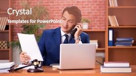  Presentation with law enforcement police dispatcher working - Audience pleasing slides consisting of speak truth - young handsome lawyer working backdrop and a coral colored foreground