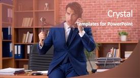  Presentation with law enforcement police dispatcher working - PPT layouts featuring speak truth - young handsome lawyer working background and a coral colored foreground