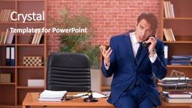  Presentation with lawyer - PPT theme with speak truth - young handsome lawyer working background and a coral colored foreground