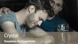  Presentation with caring - PPT theme enhanced with speak up - caring friend comforting upset man background and a  colored foreground