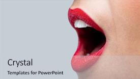  Presentation with lips mouth - Slides with speak up - close up of a womans background and a light gray colored foreground