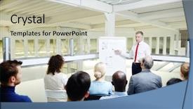  Presentation with speaker - Slides featuring speaker and looking at data background and a  colored foreground