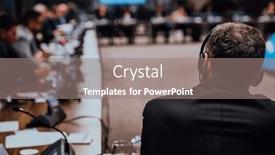  Presentation with public - PPT layouts with speaker-at-business-conference background and a gray colored foreground