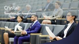  Presentation with political - Cool new slide set with speaker by tribune at business backdrop and a gray colored foreground