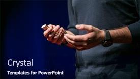  Presentation with talk - Colorful presentation enhanced with speaker-giving-a-talk backdrop and a navy blue colored foreground