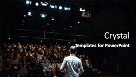  Presentation with talk - Presentation theme with speaker-giving-a-talk background and a black colored foreground