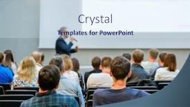  Presentation with speaker - Colorful presentation theme enhanced with speaker-giving-a-talk backdrop and a sky blue colored foreground