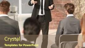  Presentation with business report - Slide deck with speaker-makes-a-report background and a violet colored foreground