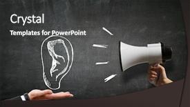  Presentation with announcement - Presentation design enhanced with speaker making announcement mixed media background and a dark gray colored foreground