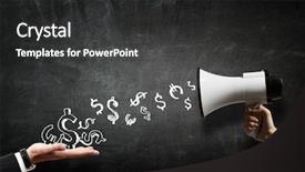  Presentation with announcement - Presentation theme featuring speaker making announcement mixed media background and a dark gray colored foreground