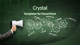  Presentation with announcement - Colorful PPT theme enhanced with speaker making announcement mixed media backdrop and a tawny brown colored foreground