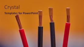  Presentation with wires - Audience pleasing slide set consisting of speaker-wires-with-bare-ending backdrop and a gold colored foreground