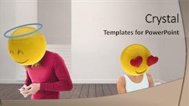  Presentation with speaking - Beautiful presentation design featuring speaking at whatsapp love emoji backdrop and a lemonade colored foreground