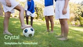  Presentation with children playing - Colorful presentation design enhanced with speaking before playing a match backdrop and a  colored foreground