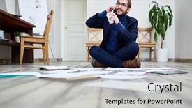  Presentation with coffee cup - PPT layouts having speaking by phone and sort background and a  colored foreground