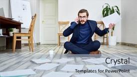  Presentation with speaking - Colorful PPT theme enhanced with speaking by phone and sort backdrop and a  colored foreground