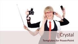  Presentation with beauty - Beautiful presentation theme featuring speaking engagement - beauty business woman with six backdrop and a  colored foreground