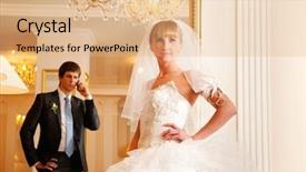  Presentation with bride and groom - Presentation theme having speaking engagement - groom and bride background and a  colored foreground