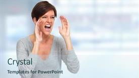  Presentation with emotions - Amazing slide deck having speaking engagement - happy shouting woman emotions backdrop and a  colored foreground