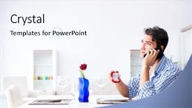  Presentation with man watching woman preparing vegetables - Colorful slide deck enhanced with speaking engagement - man alone preparing for romantic backdrop and a sky blue colored foreground