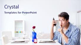  Presentation with man watching woman preparing vegetables - PPT theme consisting of speaking engagement - man alone preparing for romantic background and a sky blue colored foreground