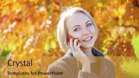  Presentation with autumn - Audience pleasing PPT layouts consisting of speaking engagement - portrait of young blonde woman backdrop and a  colored foreground