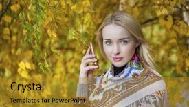  Presentation with autumn - Audience pleasing PPT layouts consisting of speaking engagement - portrait of young blonde woman backdrop and a gold colored foreground