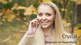  Presentation with autumn - Slide deck with speaking engagement - portrait of young blonde woman background and a  colored foreground