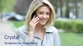  Presentation with phone - Theme featuring speaking engagement - portrait of young woman talking background and a lemonade colored foreground