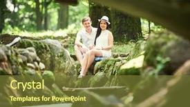  Presentation with engagement - PPT theme enhanced with speaking engagement - smiling couple in park background and a  colored foreground