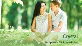  Presentation with engagement - PPT theme having speaking engagement - smiling couple in park background and a mint green colored foreground