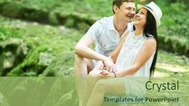  Presentation with engagement - Presentation theme consisting of speaking engagement - smiling couple in park background and a  colored foreground