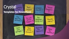  Presentation with sticky notes - Slides featuring speaking english - do you speak question background and a tawny brown colored foreground