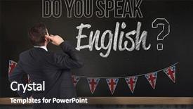  Presentation with thinking minds - Beautiful presentation design featuring speaking english - thinking businessman scratching head backdrop and a dark gray colored foreground