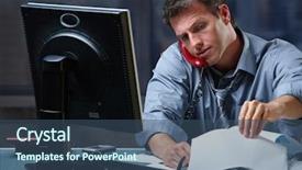  Presentation with speaking - PPT layouts featuring speaking on landline phone working background and a ocean colored foreground