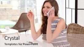  Presentation with speaking - PPT theme having speaking on telephone in light background and a soft green colored foreground